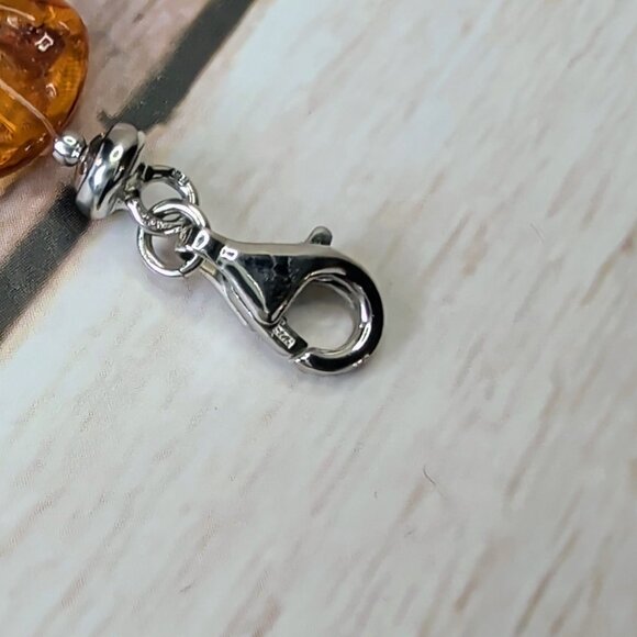 Amber Beaded Bracelet With Adjustable Silver Chain Clasp - Picture 6 of 10